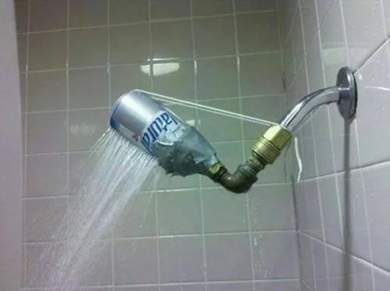 Improvised Shower Head | Reddit.com/Bamboodpanda